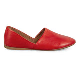 Red Miz Mooz Kimmy Flat women's comfort shoe with rounded toe and stylish design, shown from the front angle.