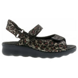 Wolky Pichu 1890 adjustable strap wedge sandal with leopard print pattern and comfortable sole, ideal for casual wear.