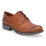 Miz Mooz Letty cap toe Oxford shoe for women in a rich brown leather, featuring classic design and comfortable fit.