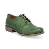 Miz Mooz Letty cap toe Oxford shoe for women, featuring a stylish design and comfortable fit, shown in kiwi color.