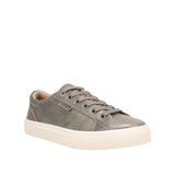 Gray sneaker with white sole on a white background