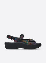 Wolky Jewel 3204 adjustable platform sandal featuring a printed design with straps and a cushioned sole.