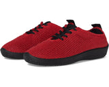 Red Arcopedico women's knit comfort walking shoe with supportive design, ideal for casual and everyday wear.