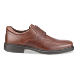 Brown leather dress shoe on a white background
