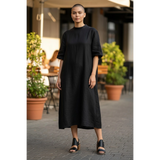 Strada black leather woven block heel slingback sandals with buckle detail.