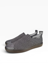 Strada Ecco Soft 7 women's dark grey waterproof slip-on sneakers with textile upper and rubber toe cap.
