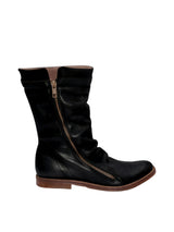 Strada Eric Michael Kiersten black leather mid-calf boot with side zipper and block heel
