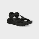 Black sandal on a light gray background