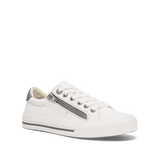 White sneaker with a zipper on a white background