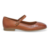 Miz Mooz Zahara women's Mary Jane ballet flats in Brandy leather with rounded toe and adjustable strap.