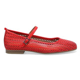 Miz Mooz Zaylee women's scarlet cut-out flat comfort shoe with stylish design and open side details.
