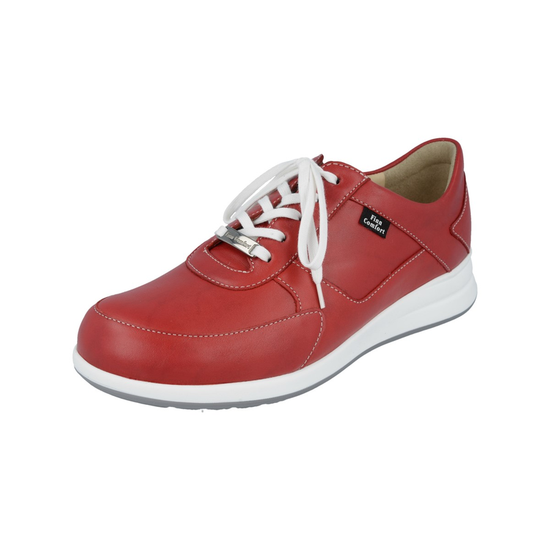 Finn Comfort Corato Red Leather Walking Shoe